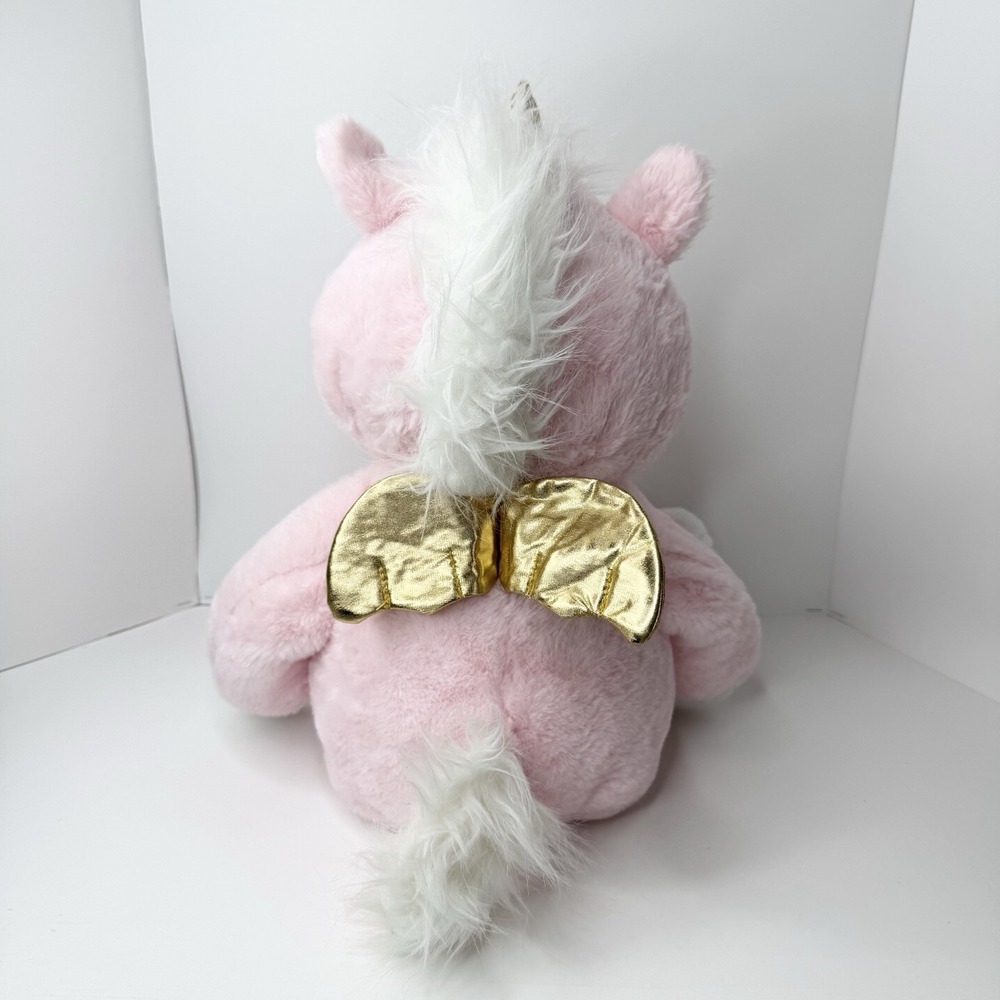 Walgreens Pink Pegasus Unicorn Plush Stuffed Animal 20" Large Gold Wings Horn - Picture 7 of 8